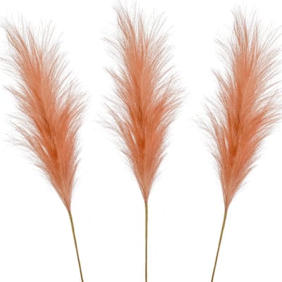 Emerald Pampasgras pluim losse steel/tak - 3x - oudroze - 115 cm - Decoratie kunst bloemen/graspluimen