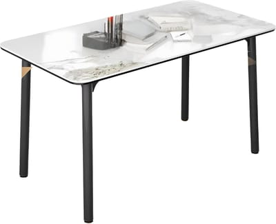 Eettafel Mandino - 4 tot 6 personen - Marmer look - 140cm - Marmer look - Rechthoekig