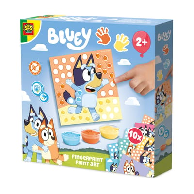 SES Creative Bluey - Vingerverf - Baby Speelgoed - Vegan & Glutenvrij - Goed Uitwasbaar - Voor Kinderen Vanaf 2 Jaar - 10 Kaarten