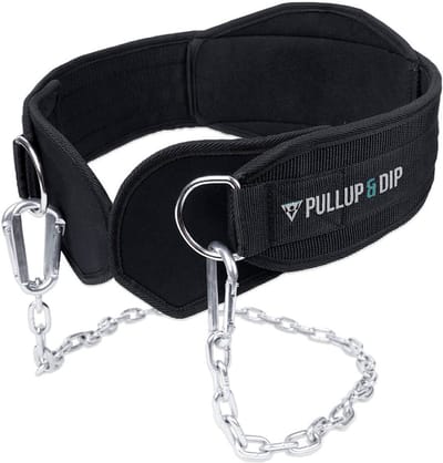 PULLUP & DIP Pro - Premium Dip Belt - Belastbaar tot 250 kg - Inclusief 100 cm Ketting - Anatomisch Gevormd Rugstuk