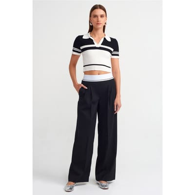Hoge taille wijde broek van crêpe