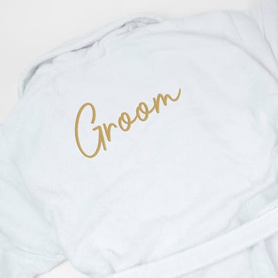 Badjas - HOGE KWALITEIT - GROOM - badmantel - badjas man - badjas heren - badstof - 100% katoen - huwelijk - trouw - Bruidegom - cadeau - kado - maat S/M