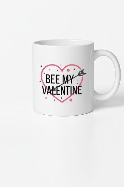 Mok 'BEE MY VALENTINE' - Romantische Valentijnsdag Koffiemok met Hart Design en Cupido Pijl