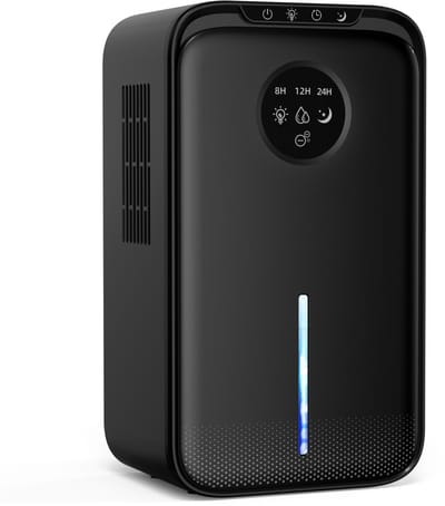 Airdestic Hypersonic Luchtontvochtiger - Dehumidifier - Extreem Stil - 1000ml/dag - Geschikt voor Huis / Slaapkamer & Badkamer - Zwart