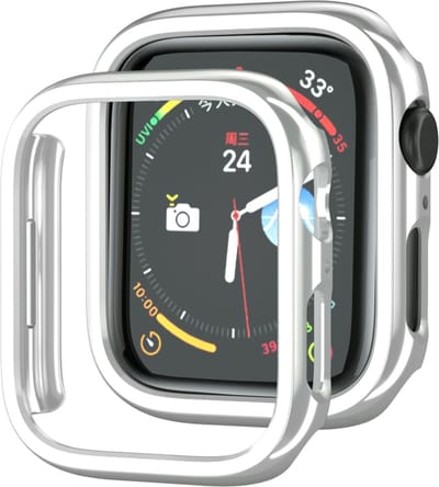 By Qubix - Hard case 45mm (open front) - Zilver (glans) - Geschikt voor Apple Watch 45mm hoesje - screenprotector - Bescherming iWatch - Bescherm hoesje