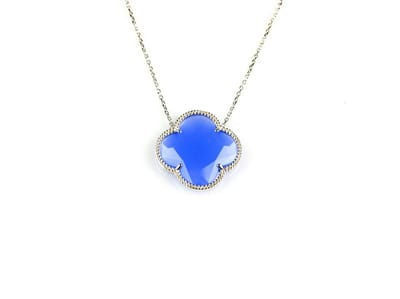 model Fiori klein ketting in zilver blauwe klaver