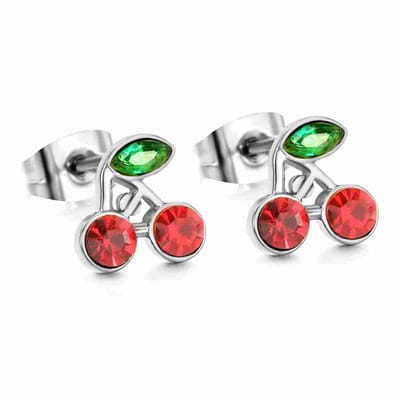 WeLoveSilver - chirurgisch stalen kersen oorstekers - kristallen - 6x6mm