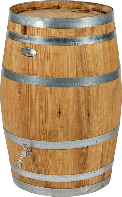 Regenton nieuw "Clear" 150 l. incl. kraan en vulgat in de deksel / Houten Regenton / Geölied