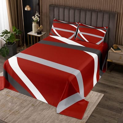 geometrische sprei set, zwart-grijze strepen sprei met 2 kussenslopen, 3-delig, retro modern gewatteerd cadeau voor jongens, tieners, kamer, zacht, LWHS1183CGcdx-240 x 220 cm