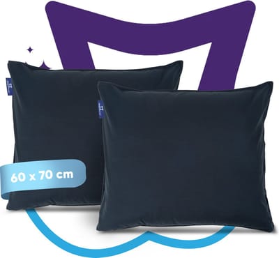 Slaapspeciaal eazydekbed Kussensloop - Zwart - 60x70 cm - Set van 2 - Zacht, Hypoallergeen, Ademend, Vochtregulerend, Dubbelgestikt & Onderhoudsvriendelijk