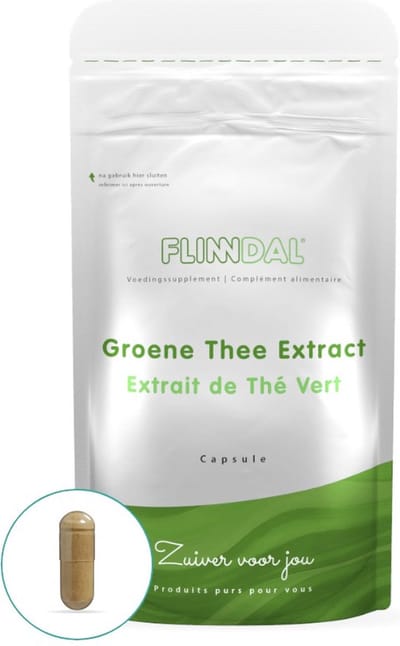 Flinndal Groene Thee Extract (Ondersteunt de vetverbranding, 500 mg capsule) - 30 Capsules