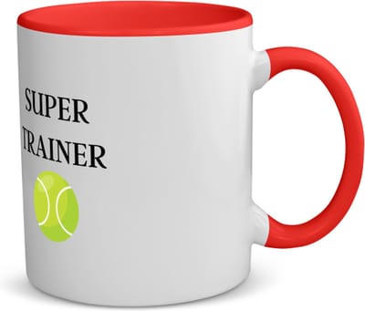 Akyol - super trainer koffiemok - theemok - rood - Sport - coach - tennisbal - trainer - geschenk - verjaardag - love gift - 350 ML inhoud