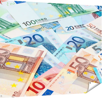 Gards Tuinposter Euro Geld Biljetten - Briefjes - 150x120 cm - Tuindoek - Tuindecoratie - Wanddecoratie buiten - Tuinschilderij