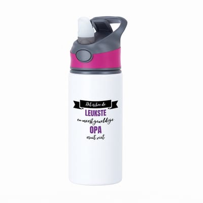 Hacebo® - Meest geweldige opa waterfles met rietje roze - Opa - beste opa - verjaardagscadeau - cadeau voor opa - kado - water fles - 650ML