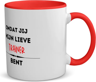 Akyol - omdat jij mijn lieve trainer bent koffiemok - theemok - rood - Trainer - de liefste trainer - sport - verjaardag - cadeautje voor trainer - kado - geschenk - 350 ML inhoud