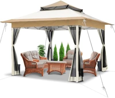 Pop up partytent - Partytent opvouwbaar - Vouwtent - ‎360 x 360 x 280 cm - 18,7 kg - Beige