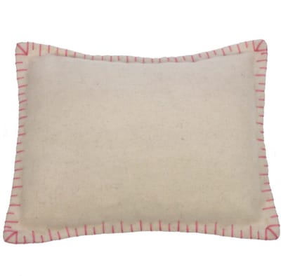 Kussen wit roze rand, vilt incl. vulling 25x5x20cm