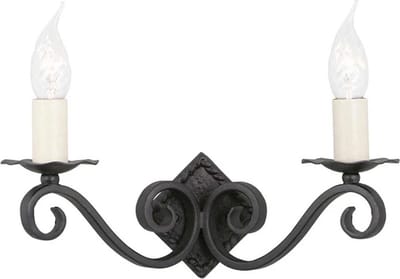 Landelijke Wandlamp - Steady Lighting - Metaal - Landelijk - E14 - L: 13.5cm - Voor Binnen - Woonkamer - Eetkamer - Zwart