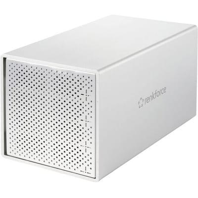 Renkforce RF-5587610 SATA-HDD-behuizing Aantal harde schijf bays: 4 Bay 2.5 inch, 3.5 inch Incl. ventilator (80 mm) Aluminium behuizing USB-A 3.2 Gen