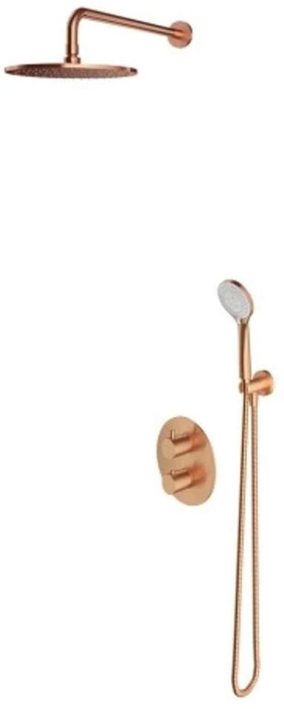 OMNIRES Y - Doucheset met inbouwthermostaat, diameter 25 cm, 5 stralen, geborsteld koper SYSYT05CPB