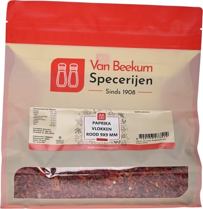 Van Beekum Specerijen - Paprika Vlokken Rood 9x9 mm - 700 Gram (hersluitbare stazak)