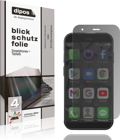 dipos – Matte Privacy Screenprotector geschikt voor viqee XS15 Mini-Smartphone | Anti-Spy Beschermfolie