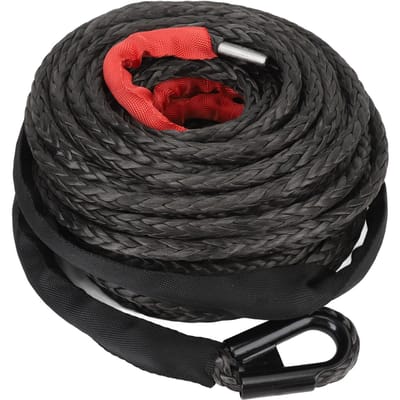 Câble de treuil synthétique avec manchon de protection Haute ténacité Résistance 7,5T 9,5mm X 25m pour Véhicule Tout-Terrain 4x4 VTT UTV
