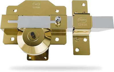 Opbouwslot Hoogbeveiligd - Deurslot Grendel - Inbraakwerende Beveiliging - Boor- en Manipulatiebestendig - 90 x 154 mm - Goud