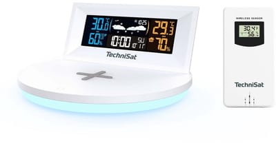Weerstation met sensor - Weer monitor - Weersvoorspelling thuis - Draadloos opladen functie - 17 x 17 x 8.4 cm