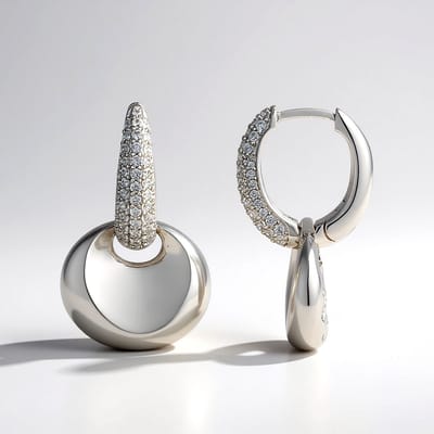 Cavill - Zilveren Oorbellen - 925 Sterling Zilver - 106 Ronde Nigeriaanse Zirkonen - 0,857 Ct Pavé Oorbellen - Elegant, Modern, Handgemaakt - 26 mm