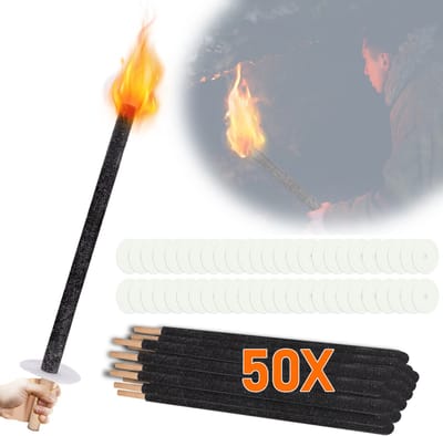 50x Wasfakkels 42cm - Tuinfakkels met druppelvanger - Brandtijd 45 min - Voor Fakkeltocht & Tuinfeest