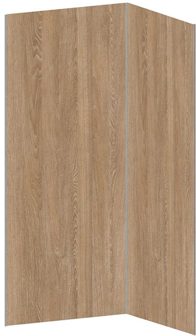 Vente-unique Set van 2 douchewandpanelen met houteffect van aluminium met profielen - L90 x L120 x H210 cm - ENEKO