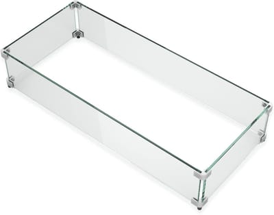 Vuurkorf Windscherm - Glasplaat Tafel - Buiten Ontspannen - Gehard Glas - 90x39 cm - Helder