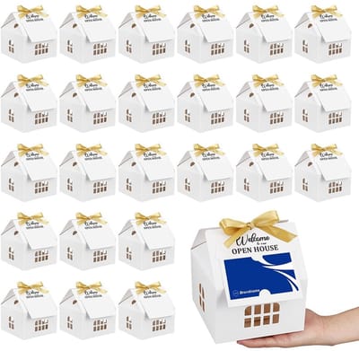 Dailygoods- Geschenkdozen Huisvorm - 25 Set - Kartonnen Dozen - Wenskaarten - Party Favor - 12,5x12,5x8,0 cm - Unieke Decoraties - Cadeauverpakking