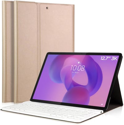 Hoes met toetsenbord geschikt voor Lenovo Idea Tab Pro 12.7 - Keyboard Book Case Cover Hoesje Goud