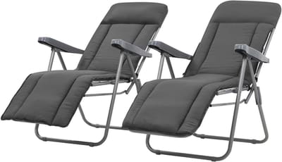 Tuinstoelen Set - Buitenstoelen - Buiten Ontspannen - 5 Verstelbare Posities - 2 Stuks - Grijs