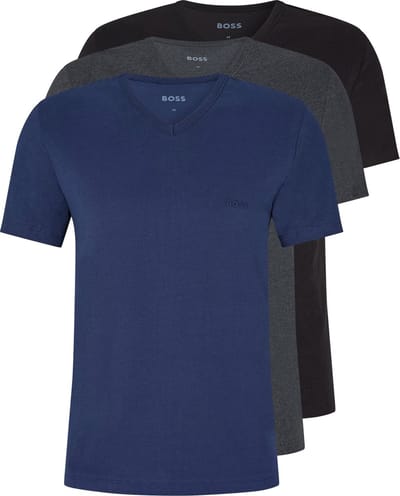 Boss T-shirt V-hals - 3 Pack 497 Black/Grey/Blue - maat S (S) - Heren Volwassenen - 100% katoen- 50475285-497-S