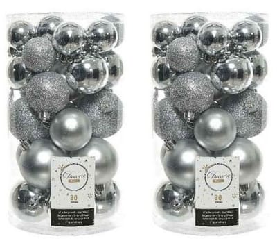 Decoris kerstballen - 60x st - zilver - 4-5-6 cm - kunststof - kerstversiering