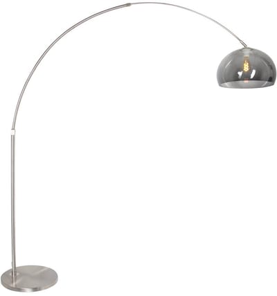 Vloerlamp Staalkleurig met Grijze Kunststof Bol Kap 9879ST - Modern - Draaibaar, Kantelbaar en Uitschuifbaar - Steinhauer Sparkled Light