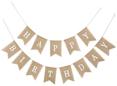 Cosensi - Vintage Happy Birthday Slinger van Linnen voor Feesten