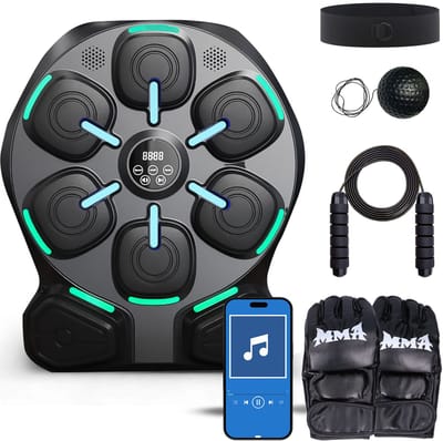 StrikeCore - Boxing Machine - 8 Raakvlakken - Inclusief Bokshandschoenen - Bluetoothverbinding - Display met Calorieverbruik en Batterijduur - Bokszak - Boksbal