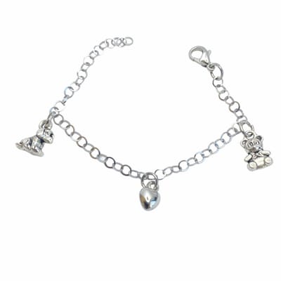 Armband-Bedel-11 cm-Beertje-Hartje-Hondje-Zilverkleur - Charme Bijoux