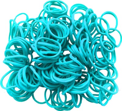 100g - Elastiek - licht blauw - diameter 15mm - breedte 1,5mm - in zak - ca 600 stuks