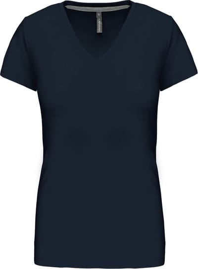 Kariban Dames T-shirt V-hals Korte Mouwen K381 - Navy - L