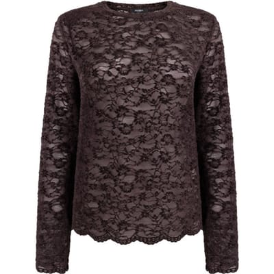 Blouse Jansen Amsterdam Kiki FL155 Lace Top Dark Brown