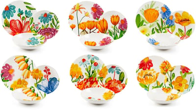 Excelsa 18-delige Serviesset Blooming – Kleurrijk Porselein | Dinerbord - Ontbijtbord - Kom