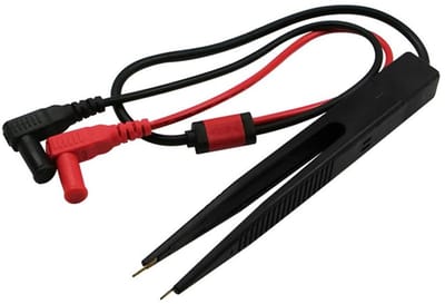 SMD-testklem voor multimeter LCR-tester - clipsonde voor weerstand, condensator, smoorspoel - antislip handgreep - 15 mm insteekdiepte - blisterverpakking