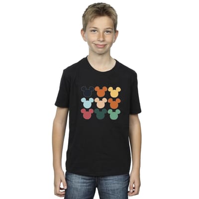 Disney Jongens Mickey Mouse Hoofden Vierkant T-shirt (Zwart)