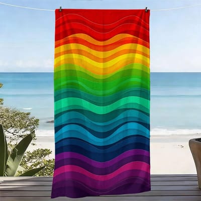Regenboog Golvende Wandkleed Platte Print Kleurrijke Strandlaken voor Pride Feest Slaapkamer Woonkamer Decor Esthetische Wanddecoratie 40X60CM