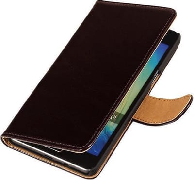 PU Leder Mocca Hoesje Samsung Galaxy A3 - Book Case Wallet Cover Hoesjes